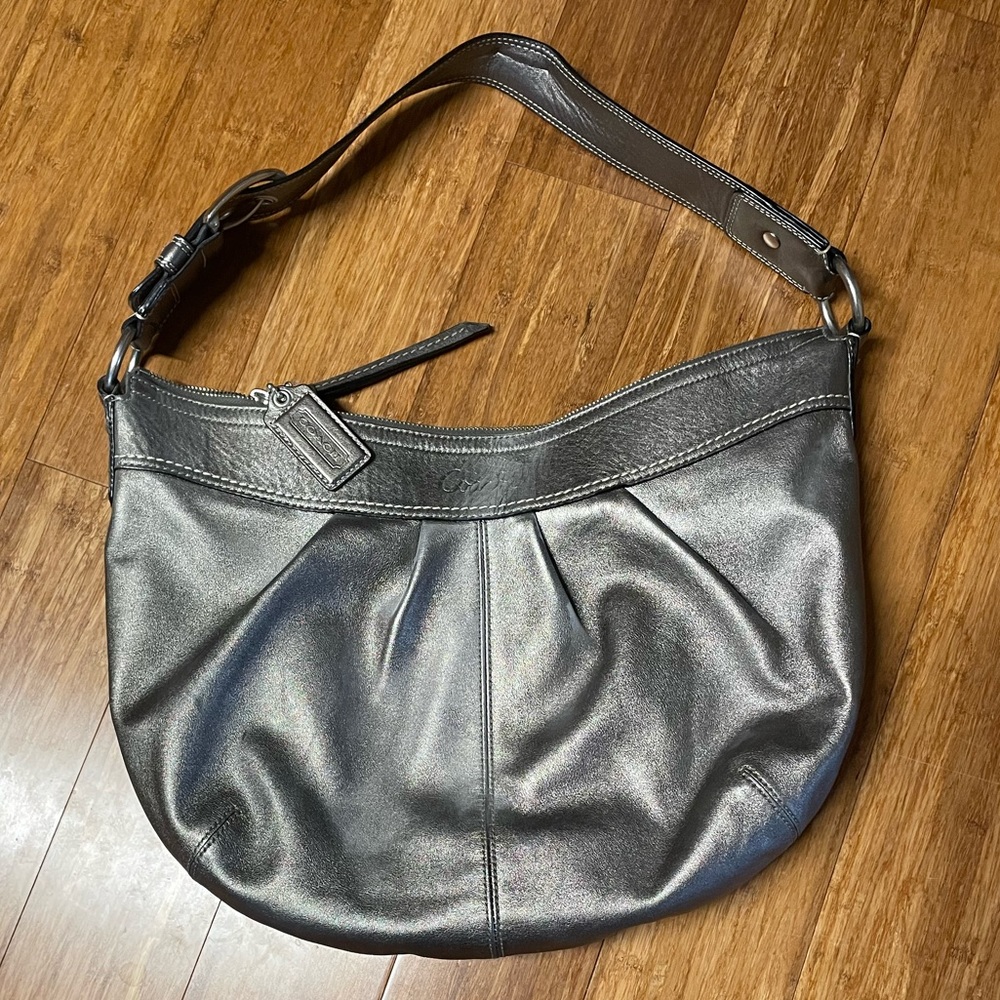 Coach Soho F13731 Silver Leather Hobo Bag Purse